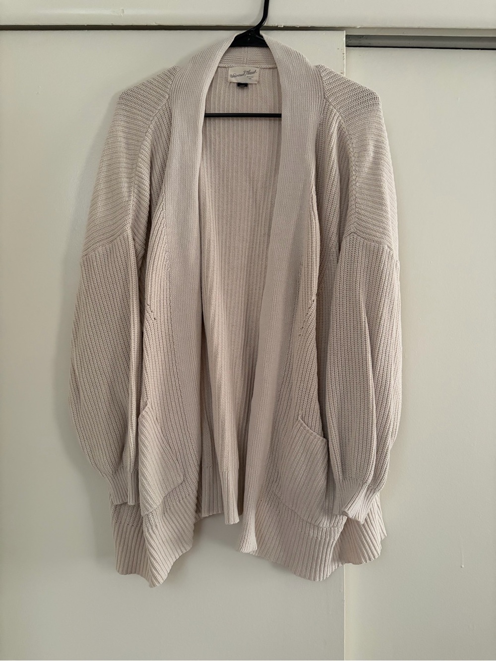 Universal Thread Open-Front Ribbed Cardigan in Light Cream